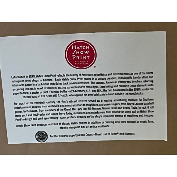 Hatch Show Print Hank Williams Grand Ole Opry Framed Poster 2015 Nashville TN - Picture 6 of 6